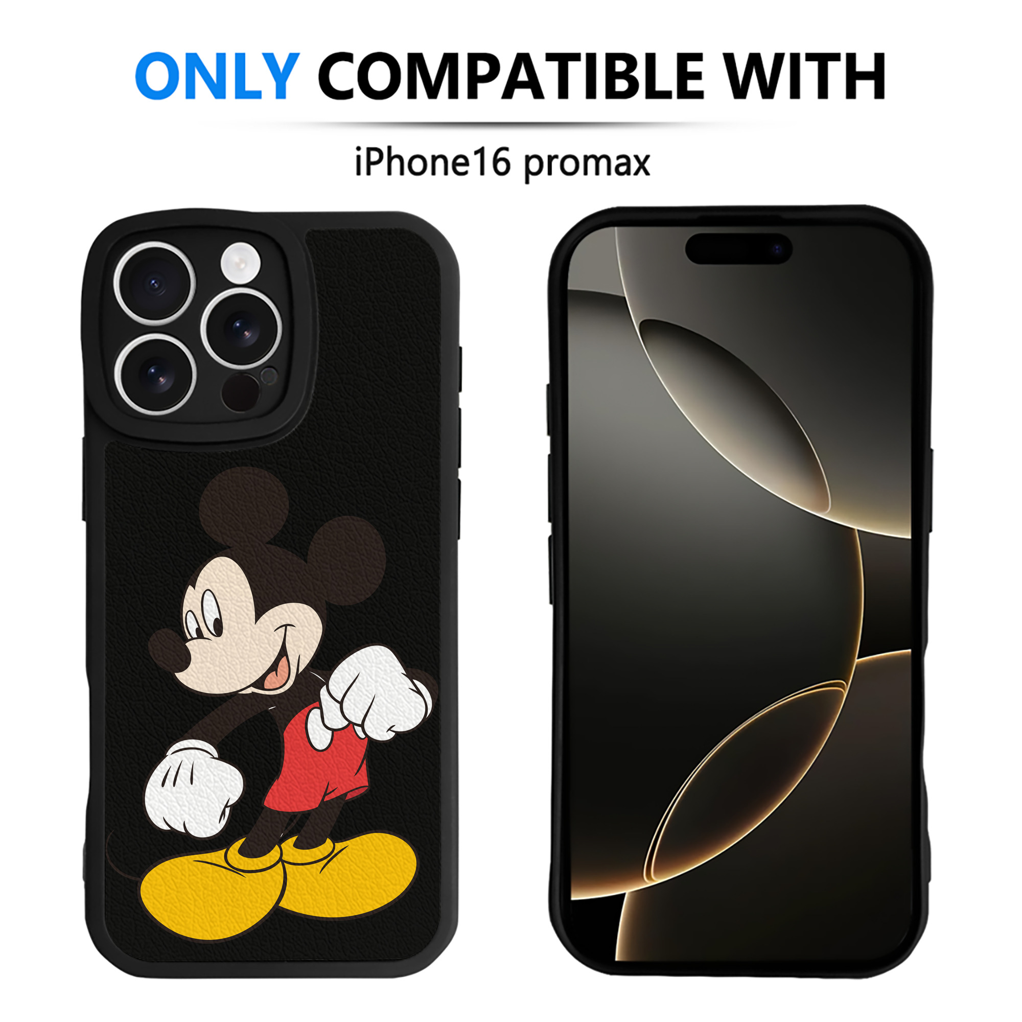（画像用） ミッキーマウス Mickey Mouse 【iPhone 16シリーズ対応】シリコンスマホケース（レザー調） 材質：シリコン